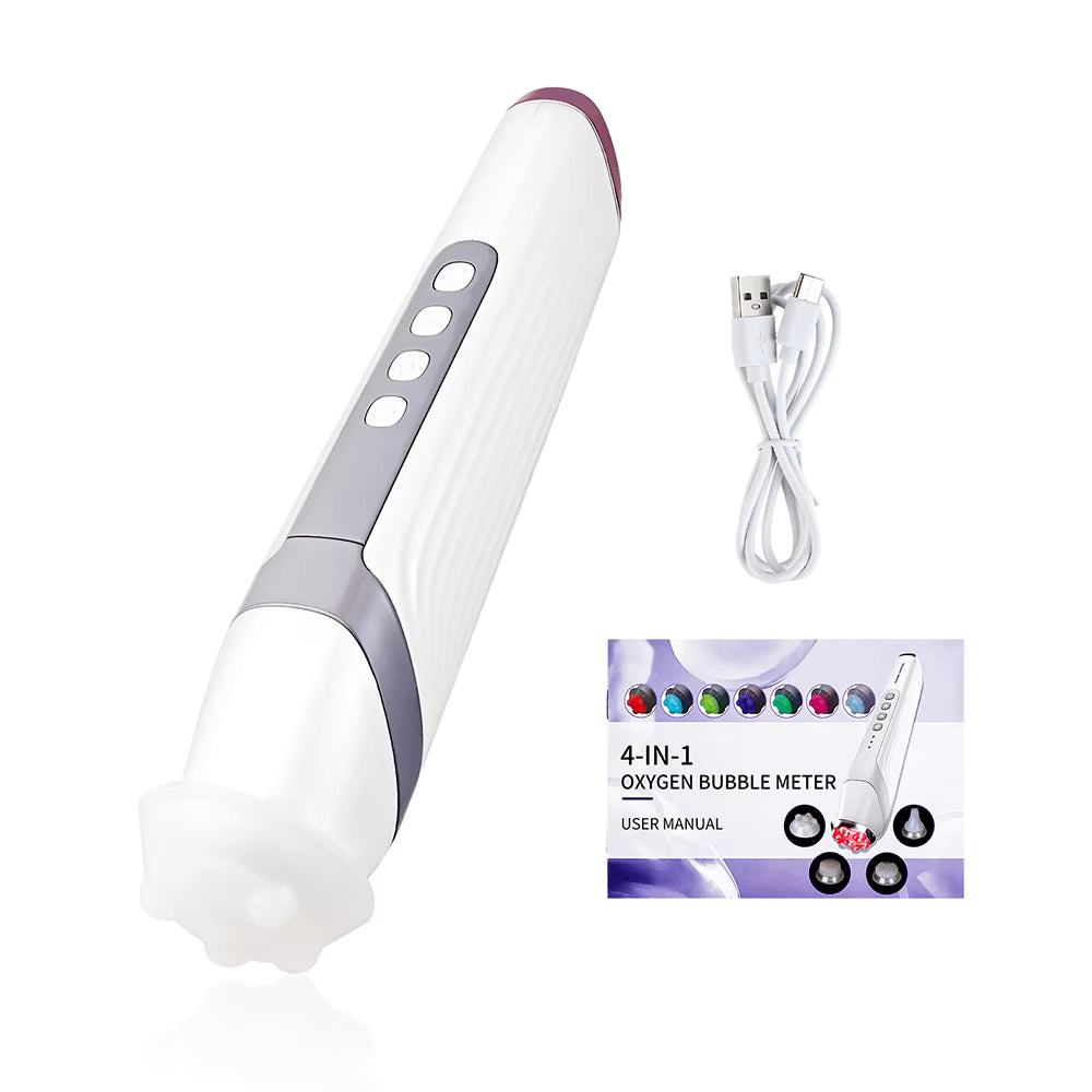 Oxygen Hydro-Bubble Facial Wand - Portable CO2 Pore Cleanser & Skin Rejuvenator