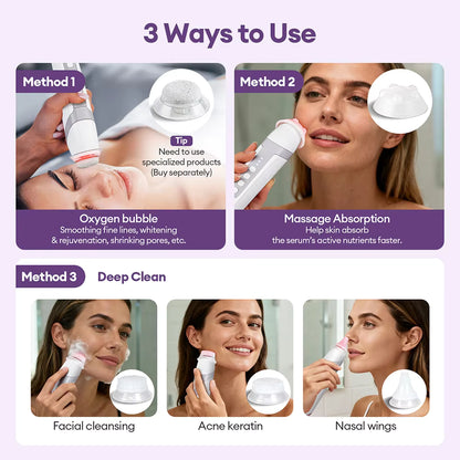 Oxygen Hydro-Bubble Facial Wand - Portable CO2 Pore Cleanser & Skin Rejuvenator
