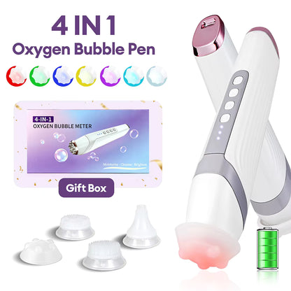 Oxygen Hydro-Bubble Facial Wand - Portable CO2 Pore Cleanser & Skin Rejuvenator
