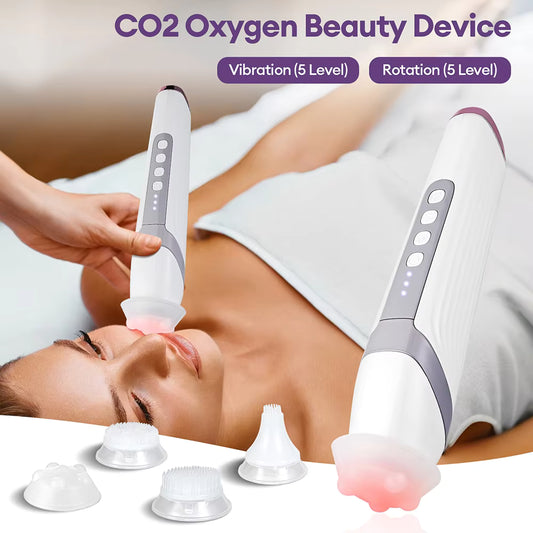 Oxygen Hydro-Bubble Facial Wand - Portable CO2 Pore Cleanser & Skin Rejuvenator